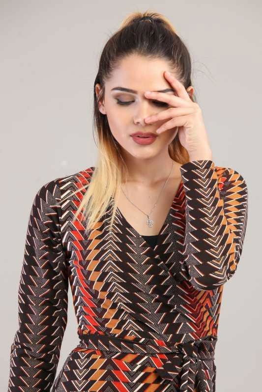 Desenli Elbise Kiremit Kiremit - 6658 KİREMİT
