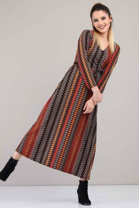 Desenli Elbise Kiremit Kiremit - 6658 KİREMİT