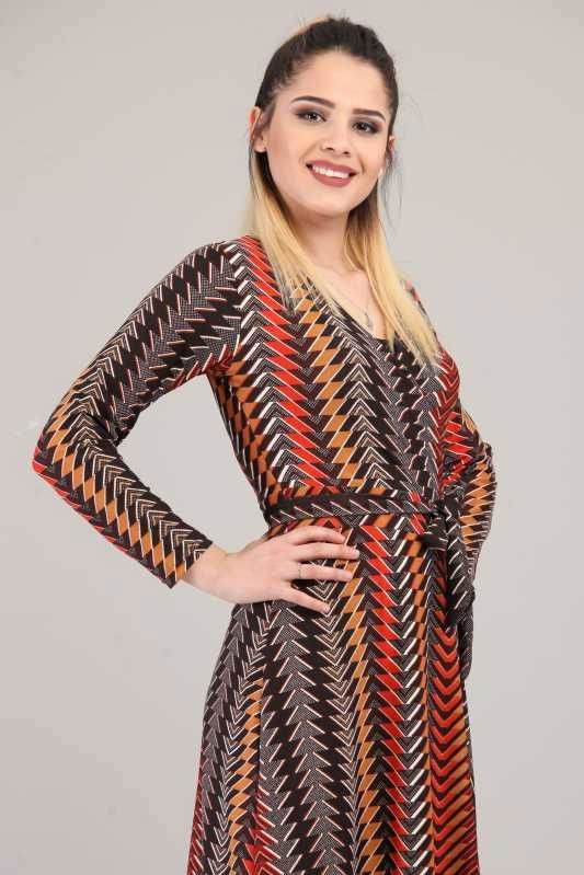 Desenli Elbise Kiremit Kiremit - 6658 KİREMİT