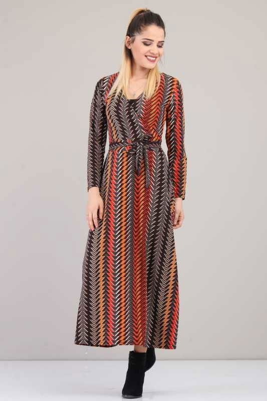 Desenli Elbise Kiremit Kiremit - 6658 KİREMİT