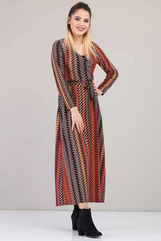 Desenli Elbise Kiremit Kiremit - 6658 KİREMİT