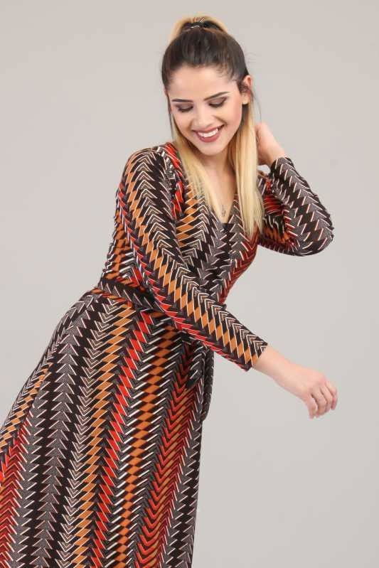 Desenli Elbise Kiremit Kiremit - 6658 KİREMİT