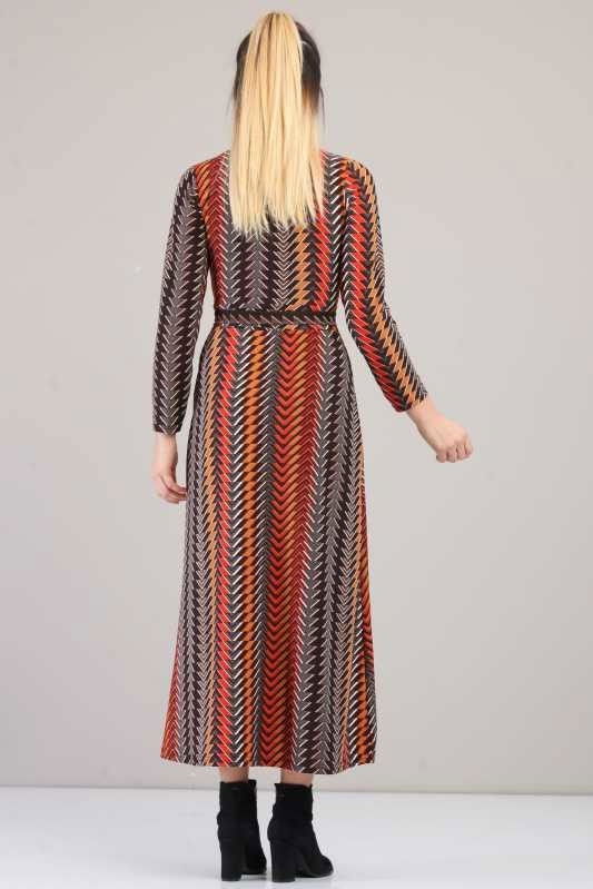 Desenli Elbise Kiremit Kiremit - 6658 KİREMİT