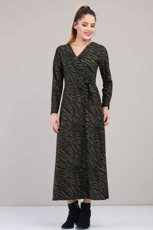 Kuşaklı Elbise Haki Haki - 6657 HAKİ