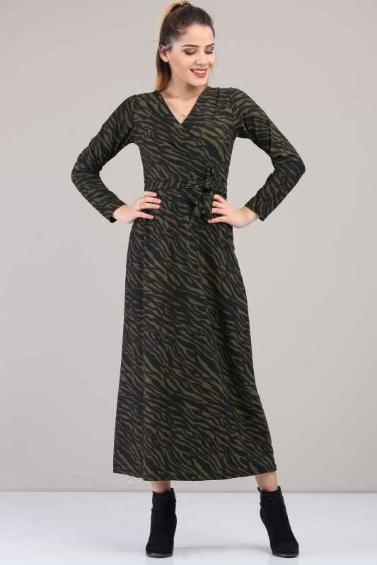Kuşaklı Elbise Haki Haki - 6657 HAKİ