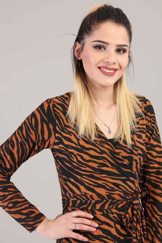 Kuşaklı Elbise Haki Taba - 6657