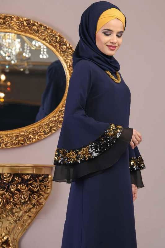 Elbise Siyah Lacivert - 1071