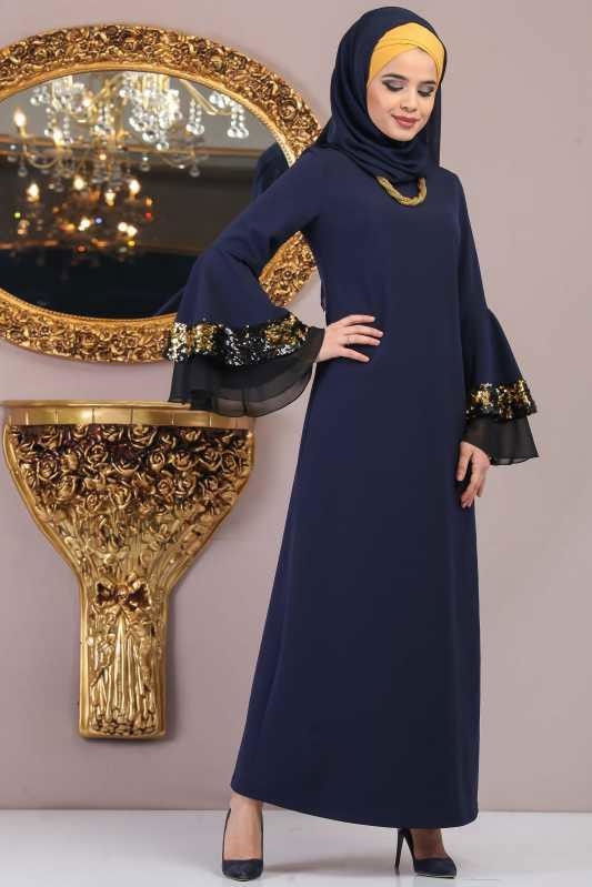 Elbise Siyah Lacivert - 1071