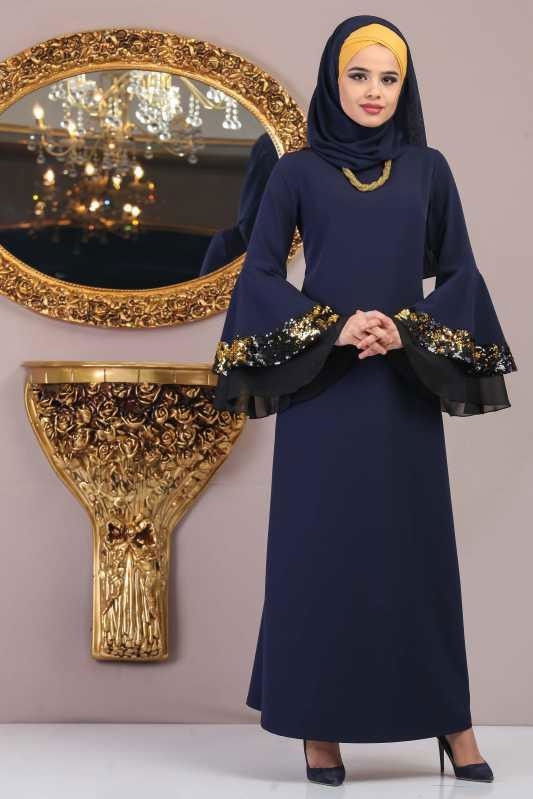 Elbise Siyah Lacivert - 1071
