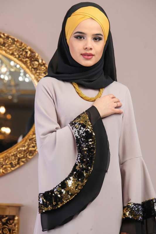 Elbise Siyah Bej - 1071 BEJ