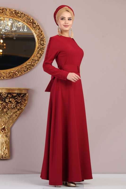 Elbise Siyah Bordo - 1028 BORDO