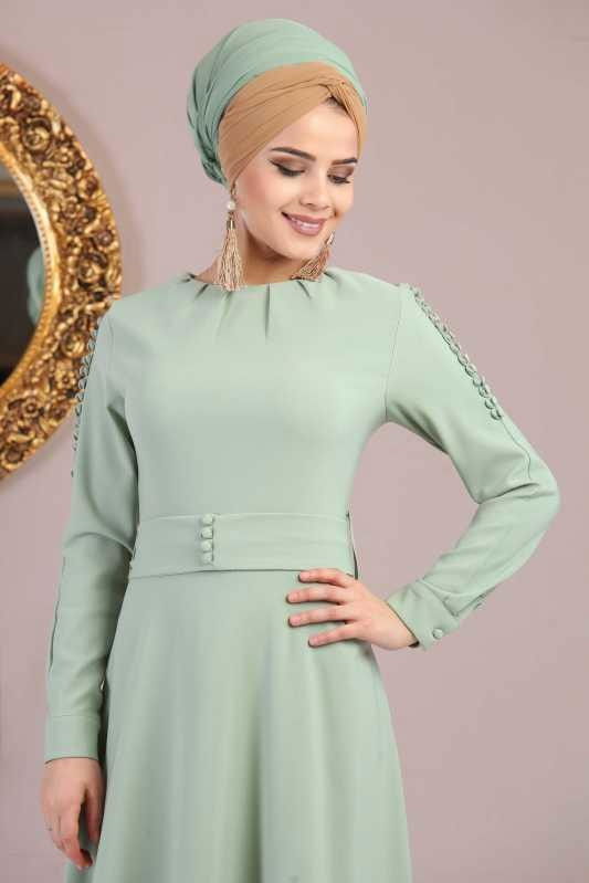 Elbise Siyah Yeşil - 1028 YEŞİL