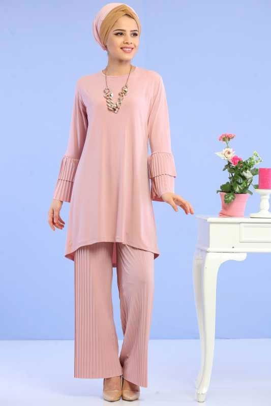 Tunik Pantolon Kombin Pudra - 02 6699 Pembe - 6699