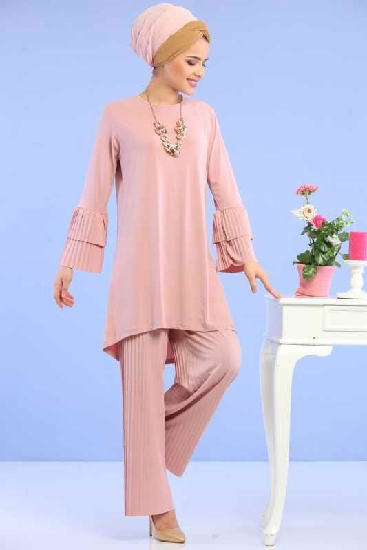 Tunik Pantolon Kombin Pudra - 02 6699 Pembe - 6699