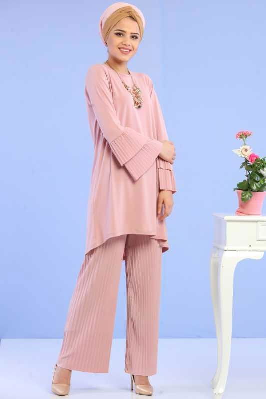 Tunik Pantolon Kombin Pudra - 02 6699 Pembe - 6699