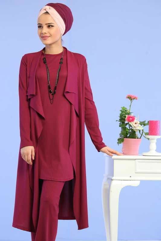 Hırka Jile Pantolon Kombin Mor - 02 6700 Mor - 6700