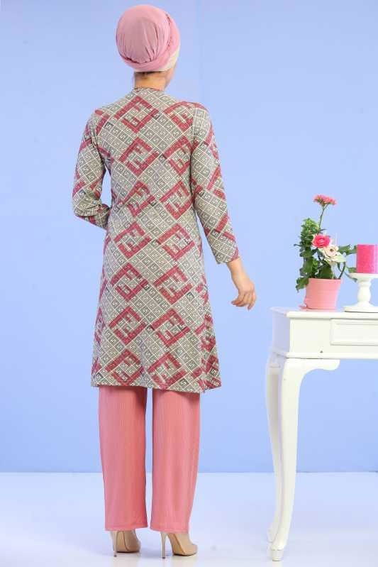 Hırka Jile Pantolon Kombin Pembe - 02 6701 Pembe - 6701