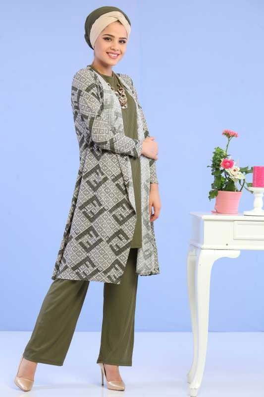 Hırka Jile Pantolon Kombin Yeşil - 02 6701 Yeşil - 6701 YEŞİL