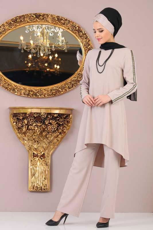 Tunik Pantolon Kombin Taş - 02 1085 Bej - 1085