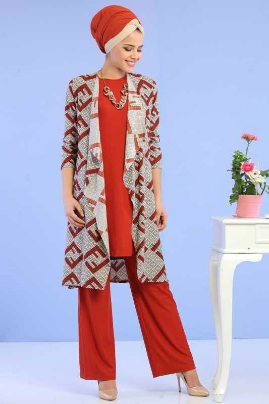 Hırka Jile Pantolon Kombin Kiremit - 02 6701 Kiremit - 6701
