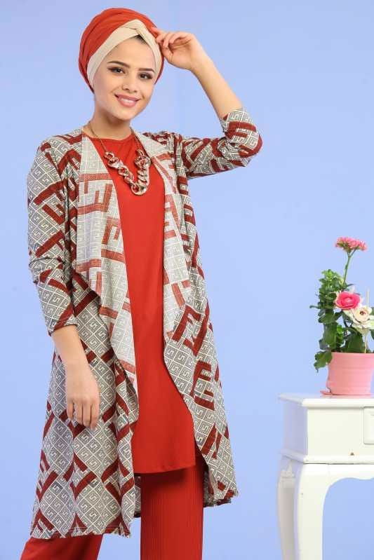 Hırka Jile Pantolon Kombin Kiremit - 02 6701 Kiremit - 6701