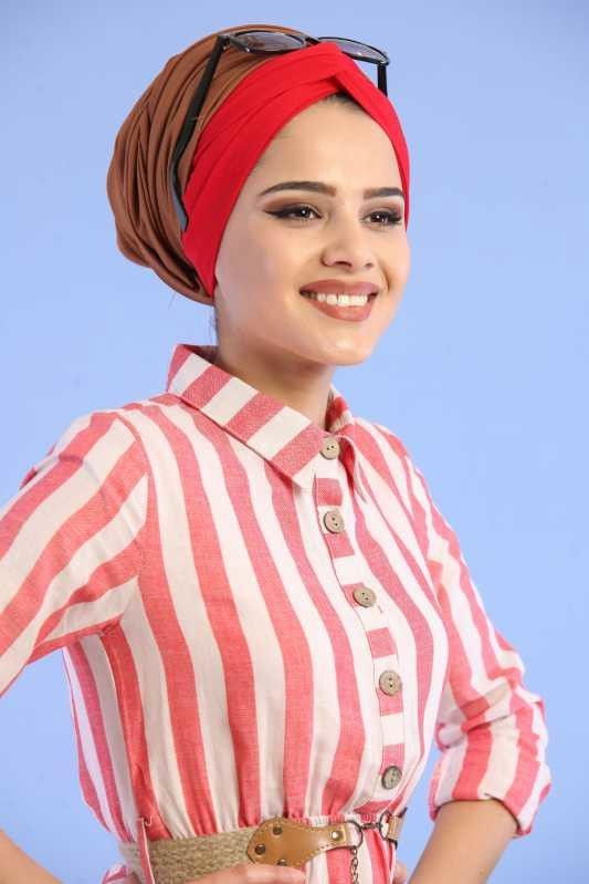 Çizgili Elbise Kemer Pembe - 02 6707 Pembe - 6707 PEMBE
