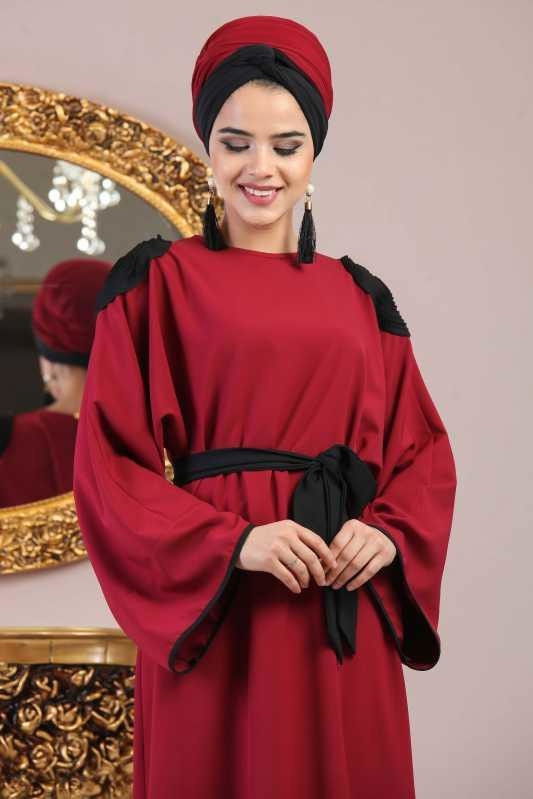 Elbise Siyah Bordo - 1033 BORDO