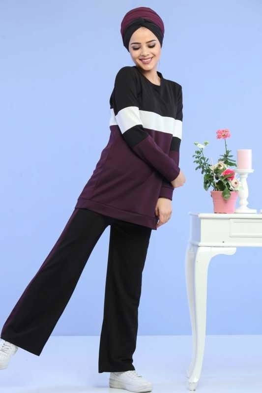 Spor Tunik Pantolon Kombin Mor - 02 6731 Mor - 6731 MOR