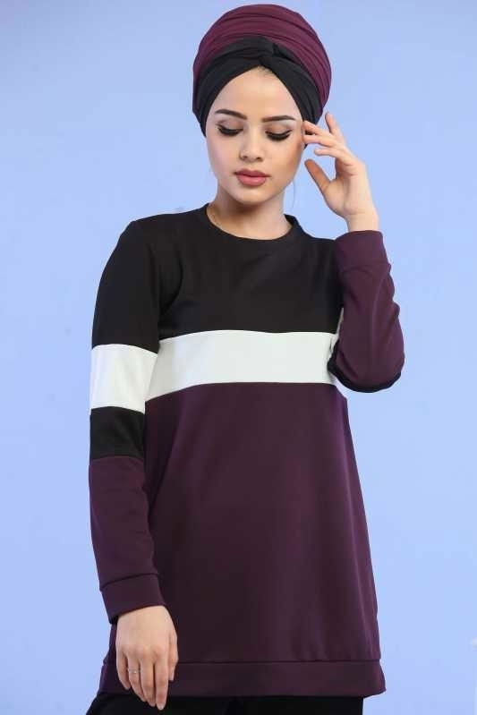 Spor Tunik Pantolon Kombin Mor - 02 6731 Mor - 6731 MOR