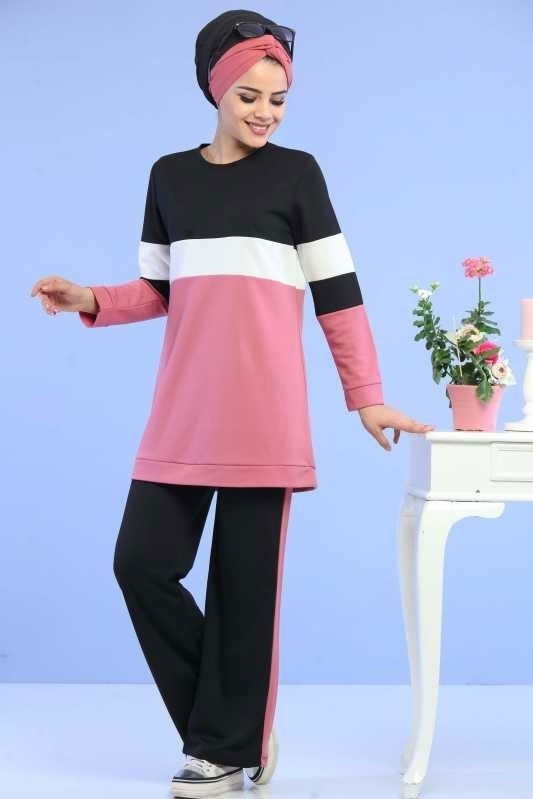 Spor Tunik Pantolon Kombin Gülkurusu - 02 6731 Pembe - 6731 PEMBE