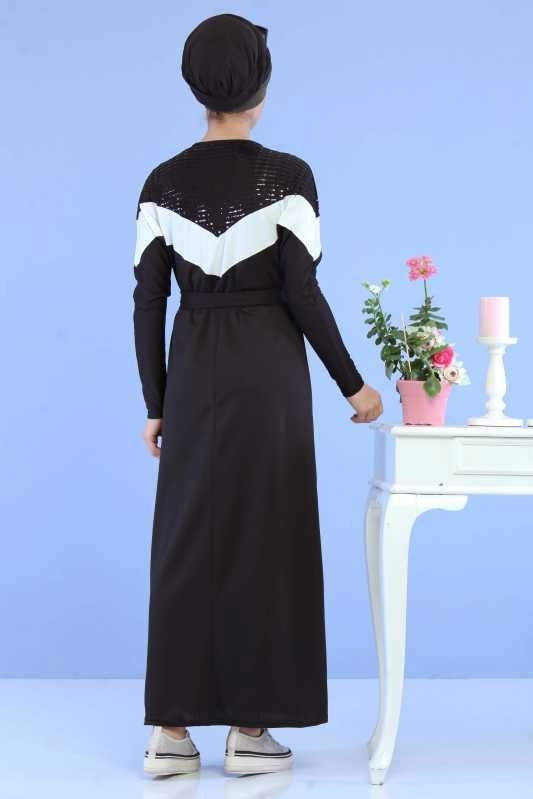 Pul Detay Elbise Siyah Siyah - 6746 SİYAH