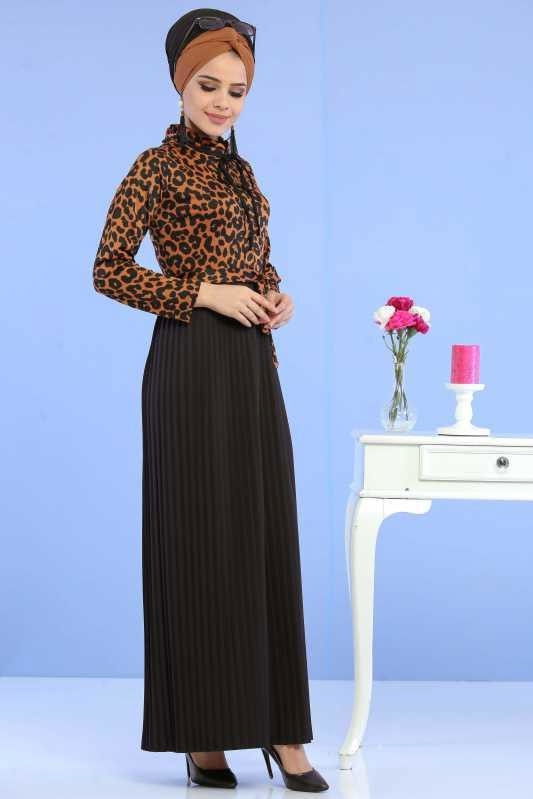 Leopar Desen Elbise Haki Taba - 6767 TABA