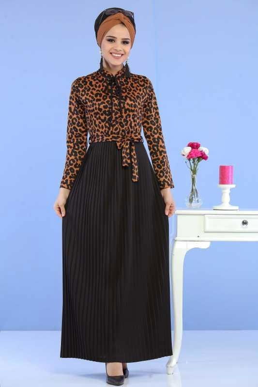 Leopar Desen Elbise Haki Taba - 6767 TABA