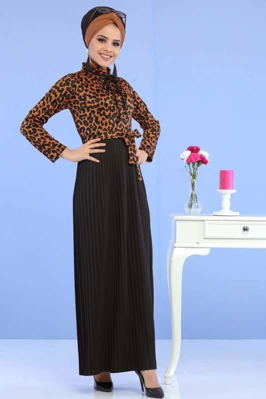 Leopar Desen Elbise Haki Taba - 6767 TABA