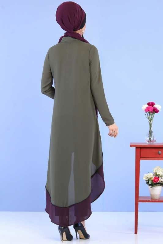 (3 Parça) Tunik, Pantolon ve Küpe Kombin - Haki & Siyah 02 0799 Haki - 799