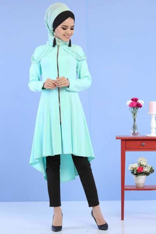(3 Parça) Ceket Pantolon Küpe Kombin - Mint Siyah 02 0745 Yeşil - 745 YEŞİL