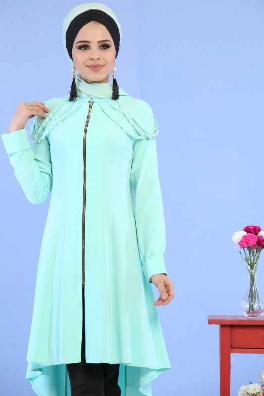 (3 Parça) Ceket Pantolon Küpe Kombin - Mint Siyah 02 0745 Yeşil - 745 YEŞİL