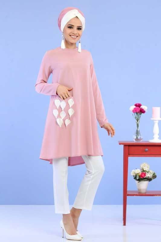 Tunik Pantolon Kombin - Gülkurusu Beyaz 02 0797 Beyaz - 797