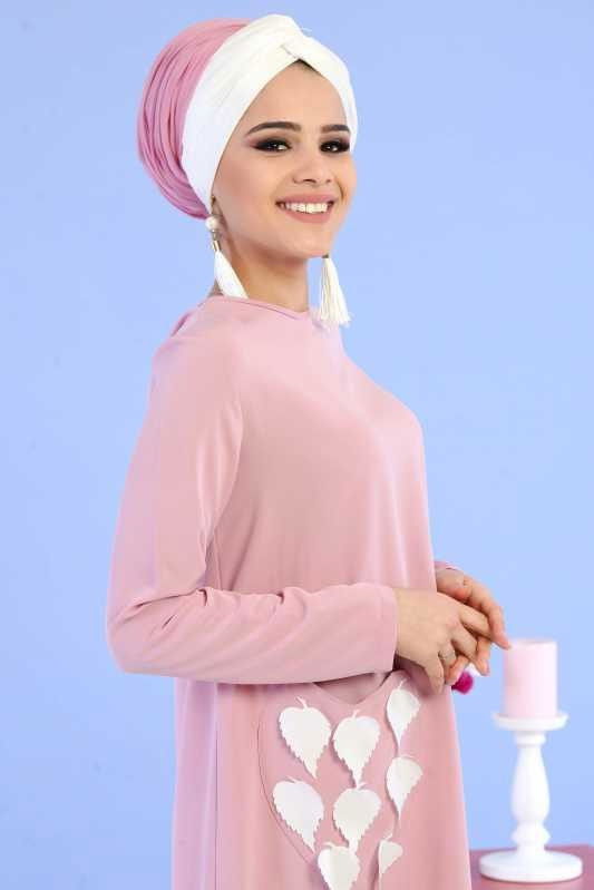 Tunik Pantolon Kombin - Gülkurusu Beyaz 02 0797 Beyaz - 797