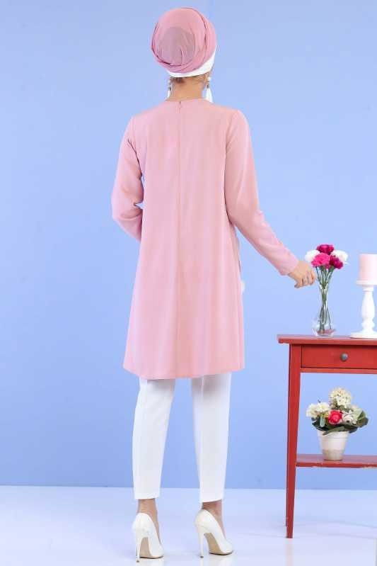 Tunik Pantolon Kombin - Gülkurusu Beyaz 02 0797 Beyaz - 797