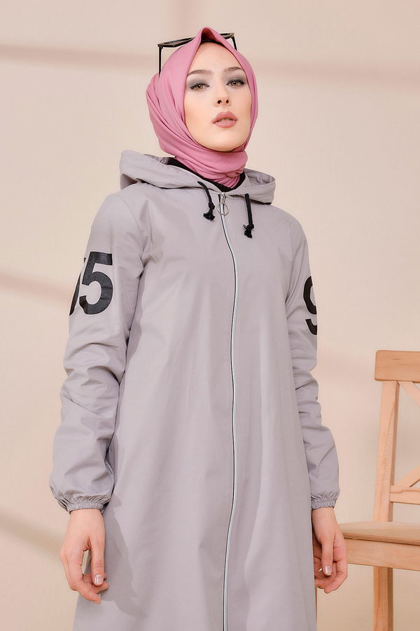 Kapüşonlu Kap Gri - 7087 GRİ