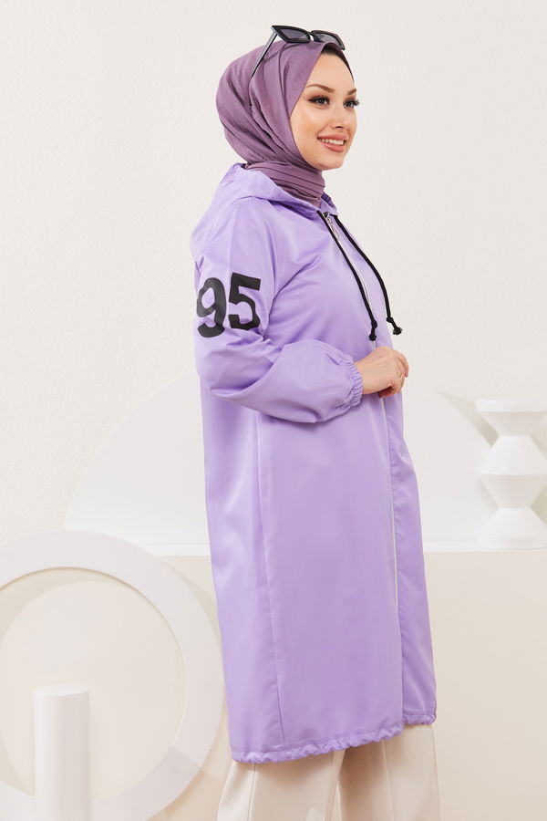 Kapüşonlu Kap Lila - 7087