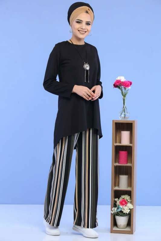 Tunik Pantolon Siyah Haki Siyah - 6873 SİYAH