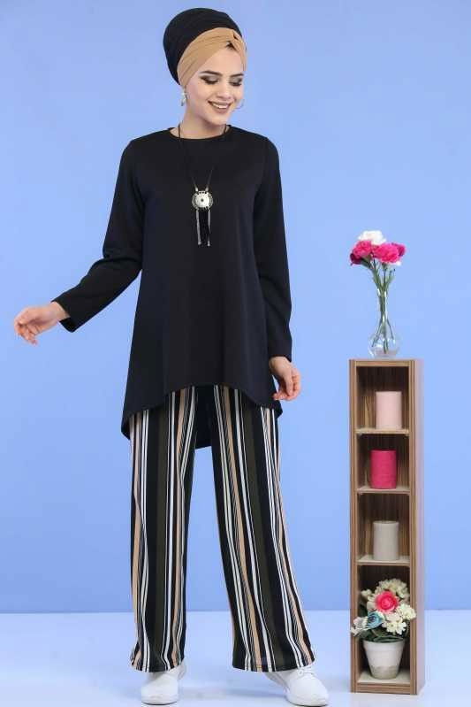 Tunik Pantolon Siyah Haki Siyah - 6873 SİYAH