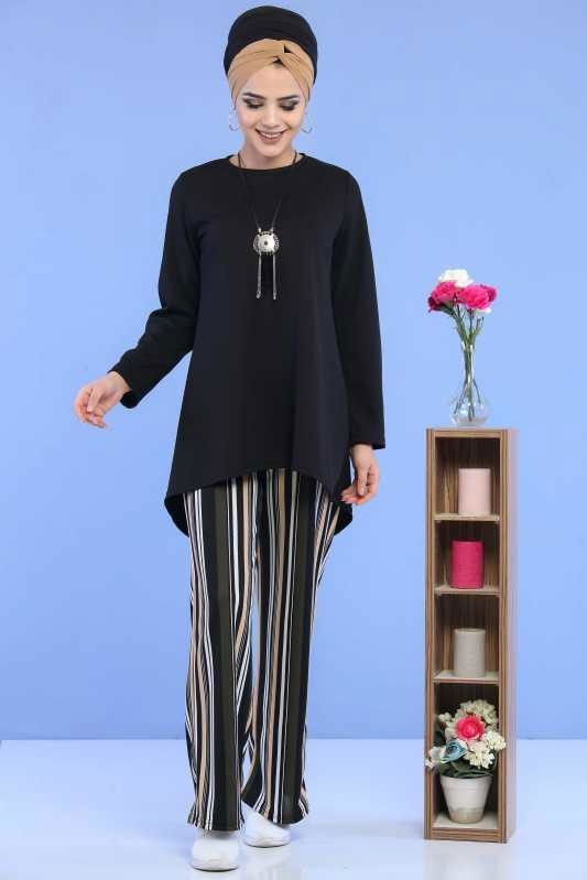 Tunik Pantolon Siyah Haki Siyah - 6873 SİYAH