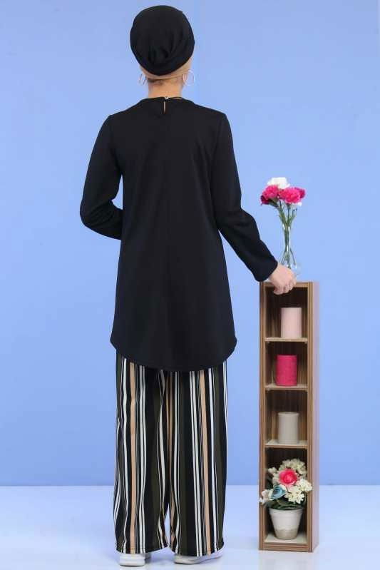 Tunik Pantolon Siyah Haki Siyah - 6873 SİYAH