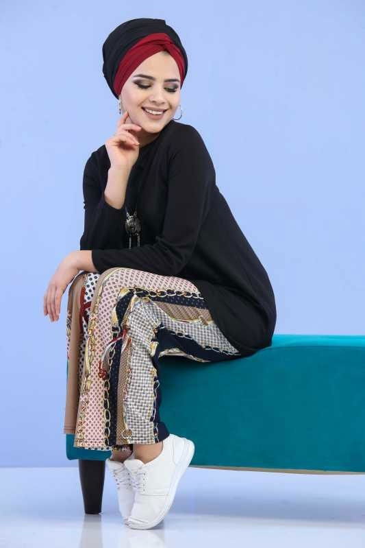 Tunik Pantolon Siyah Pudra - 02 6877 Siyah - 6877 SİYAH