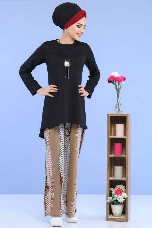 Tunik Pantolon Siyah Pudra - 02 6877 Siyah - 6877 SİYAH