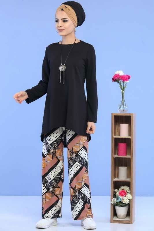 Tunik Pantolon Siyah Vizon - 02 6878 Siyah - 6878