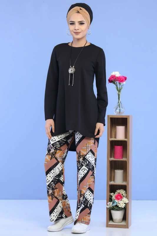 Tunik Pantolon Siyah Vizon - 02 6878 Siyah - 6878